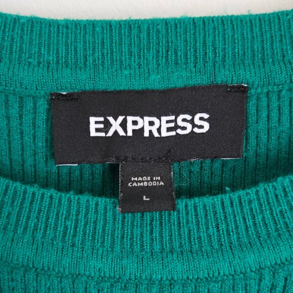 EXPRESS Ruffle Sleeve Crew Neck Sweater Size L - Picture 2 of 4